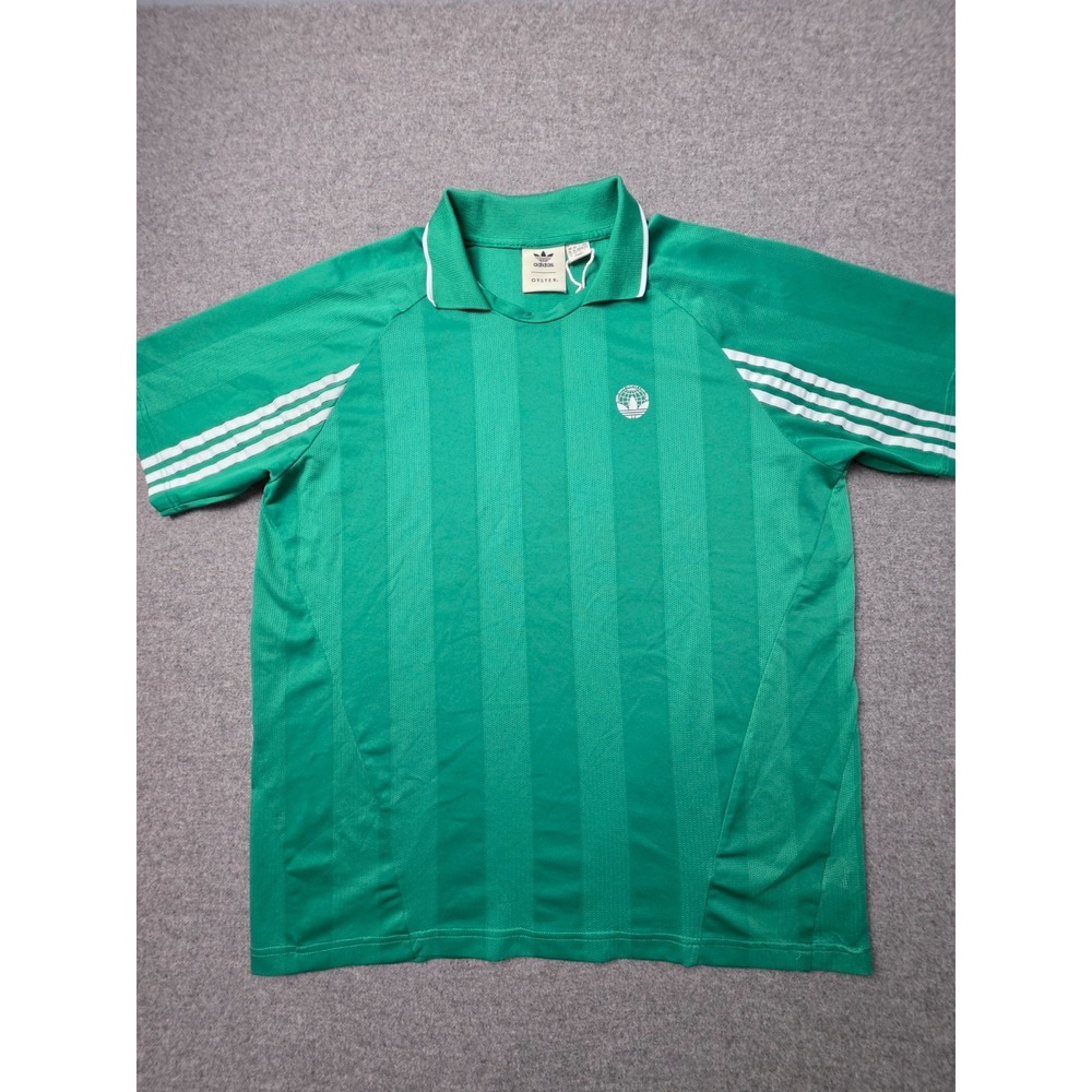 Adidas x Oyster Holdings Polo Shirt Mens XL Green 3-Stripes Performance Collared